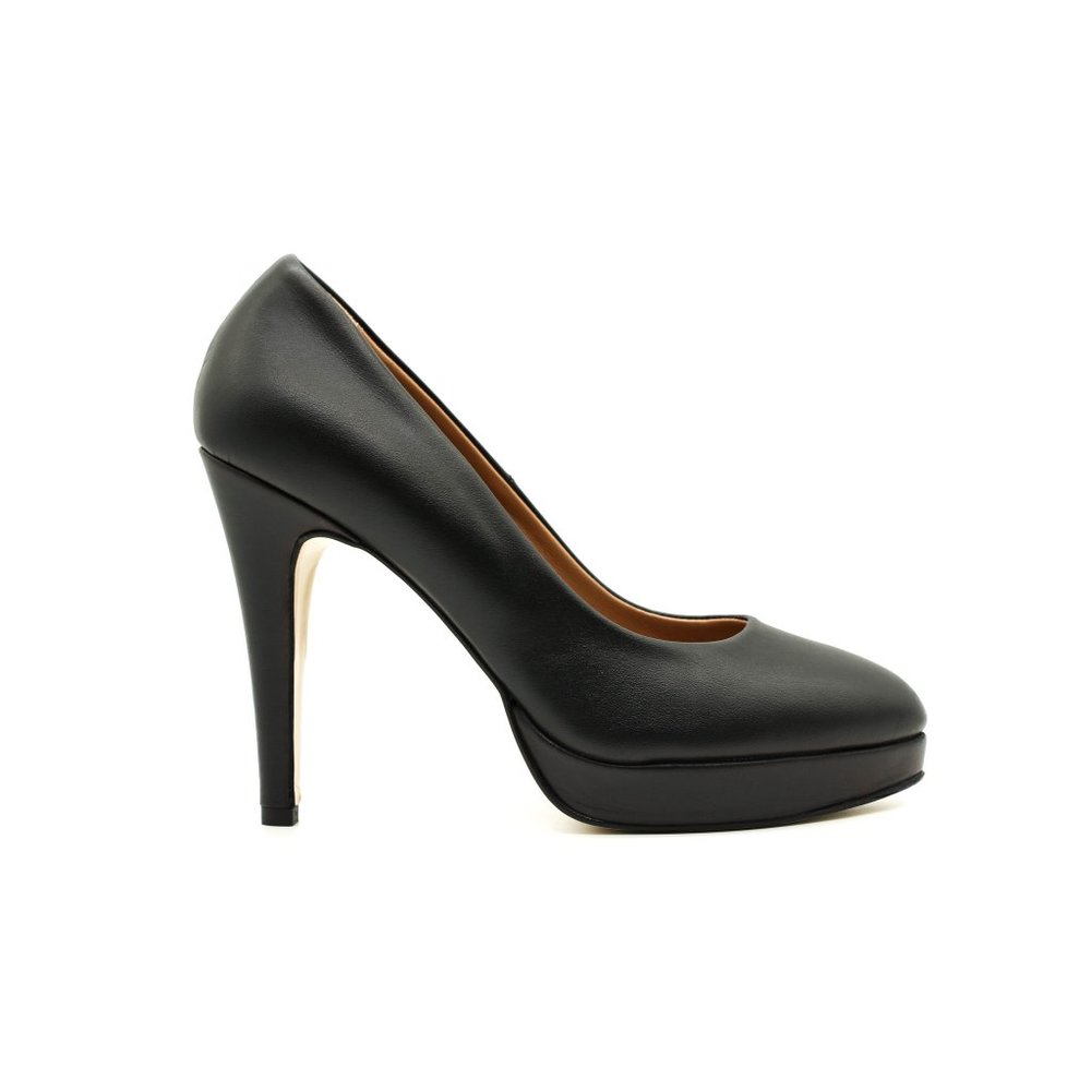 Black Nappa Leather Platform Heels Made In Italy